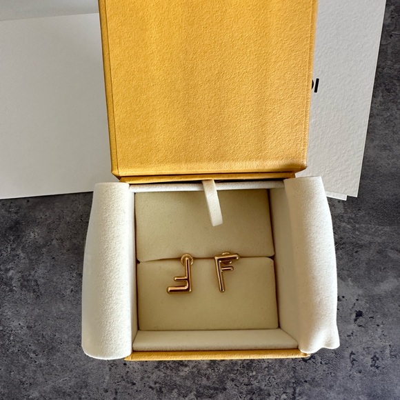 Fendi FF Gold Tone Earrings - Picture 11 of 11